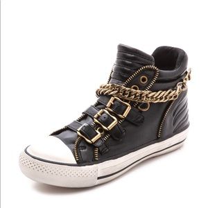ASH Velvet Chain Leather High Top Sneaker